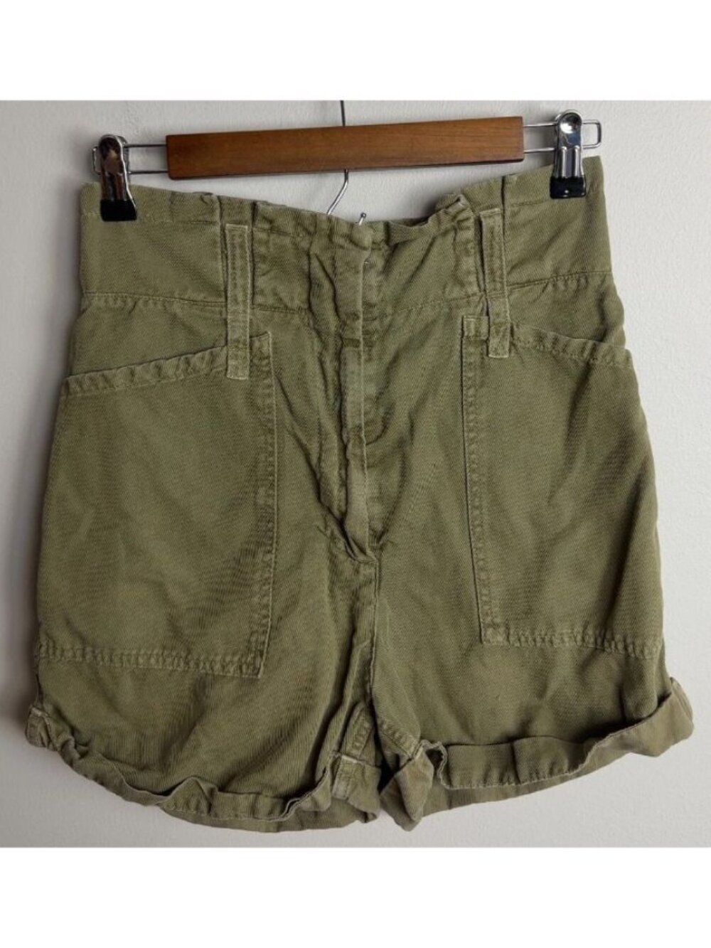 A.L.C. High Waisted Utility Shorts Size 2 Olive Green Paperbag Women’s